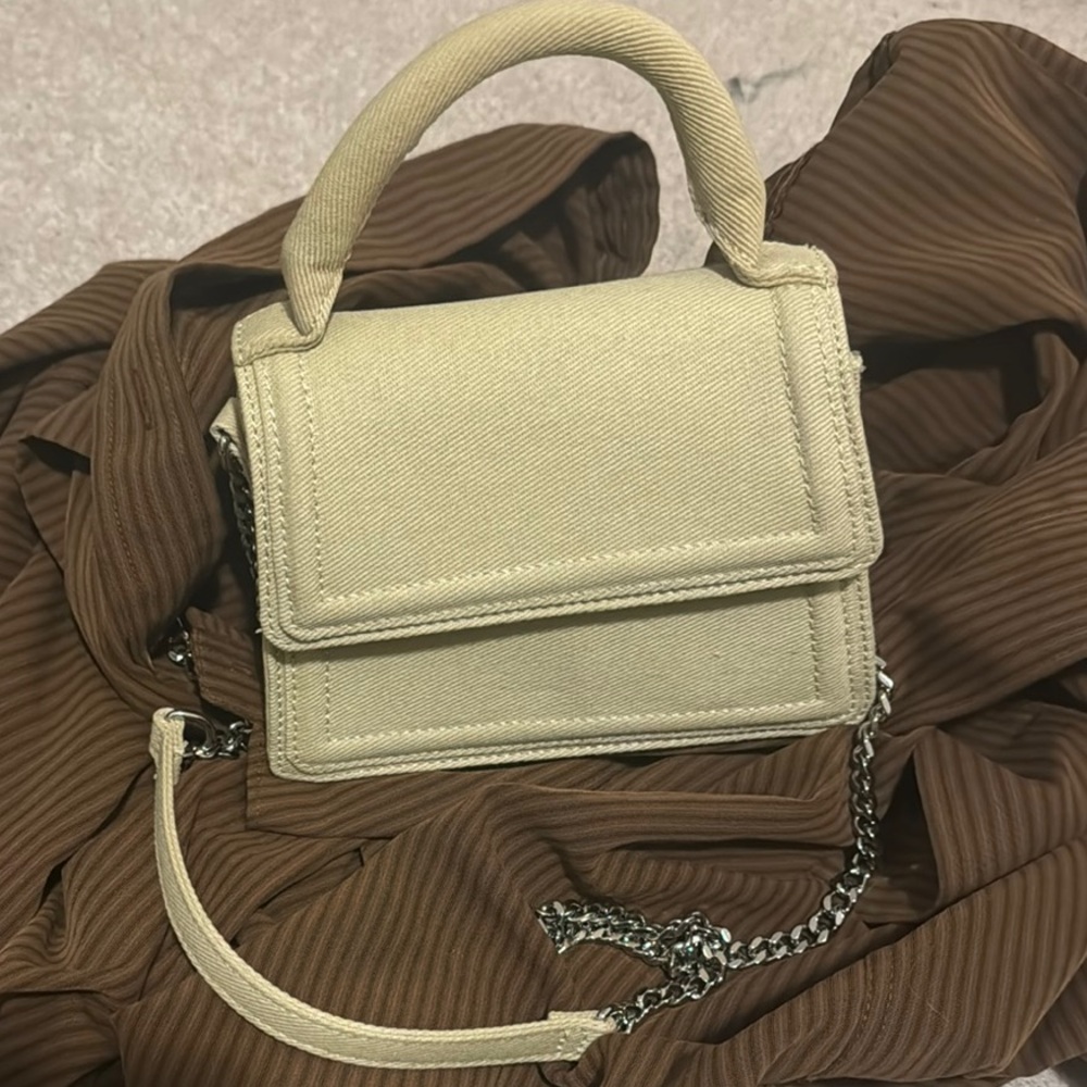 Zara Cream Mini Bag with Textured Design
